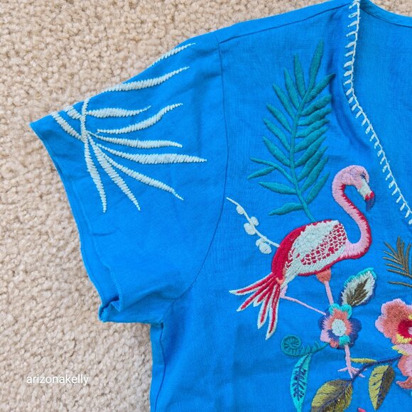 NWOT Johnny Was Nohea Linen Dress Embroidered XXS - Picture 6 of 12